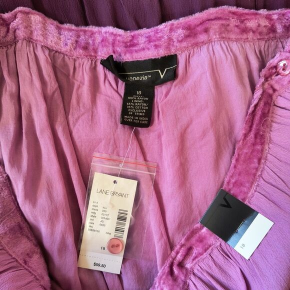 Venezia Tiered Maxi Skirt 18 Purple Ombré Velvet Inserts Lace Trim Broomstick - Picture 3 of 4